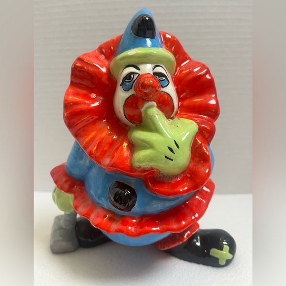 Source Unknown Other - Vintage Ceramic Circus Clown Figurine Hand-Painted Colorful Glossy Decor 7”